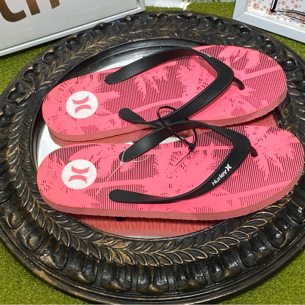 Hurley Vibrant Pink and Black Sandals
